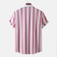 thumbnail image 4 of YLSDY Men's Vertical Stripe Short Sleeves Shirt Lapel Collar Loose Fit Button Down Shirts Summer Beach Hawaiian Holiday Lightweight Shirt Pink XXXL, 4 of 8