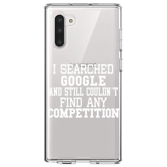 DistinctInk Clear Shockproof Hybrid Case for Samsung Galaxy Note 10 (6.3" Screen) - TPU Bumper Acrylic Back Tempered Glass Screen Protector - I Searched and Couldn't Find Competition