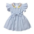 thumbnail image 1 of ZAXARRA Girl?S Rayure Broderie Poupée Col Bandage Mouche Manches une-Ligne Robe, 1 of 10