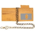 thumbnail image 3 of RFID Safe Biker Khaki Tan Leather Slim Bi-Fold Chain Wallet for Men J520, 3 of 5
