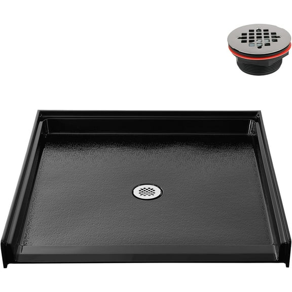 Streamline GB-2634-540-BL 48 in. x 38 in. ADA Compliant Alcove Acrylic Shower Base in Glossy Black With Center Drain, Drain Included