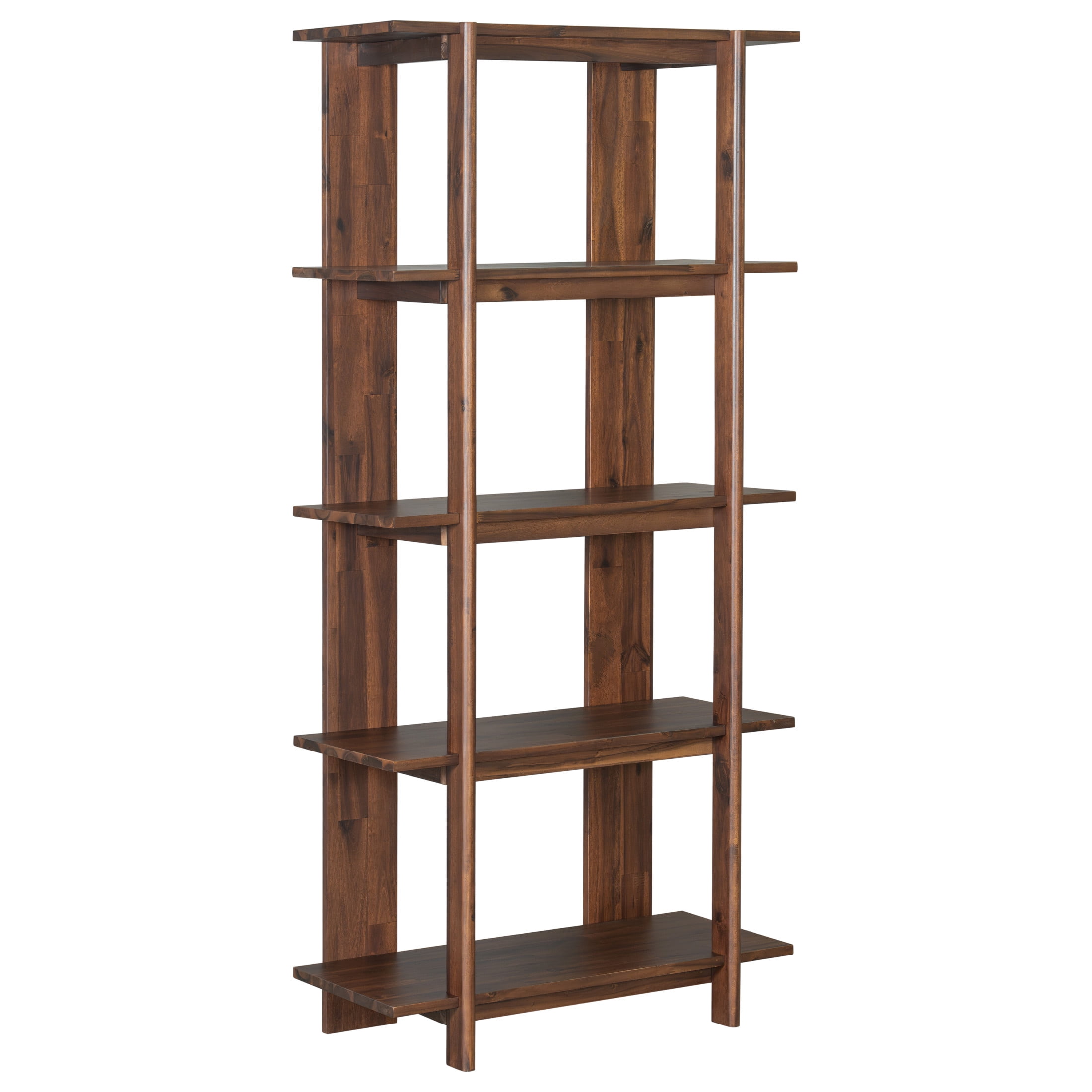 Christopher Knight Home 4-Tier Open Bookcase, 70.2" Solid Acacia Wood Modern Display Bookshelf, Walnut Finish