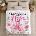 thumbnail image 5 of Breast Cancer Awareness Hope Ribbon Wrapped Pink Scarf, Cozy Friendship Quote Scene, Warm Flannel Blanket for Living Room and Reading Nook, Art Lovers Friendship Gift, Artistic Home Decor, 5 of 9