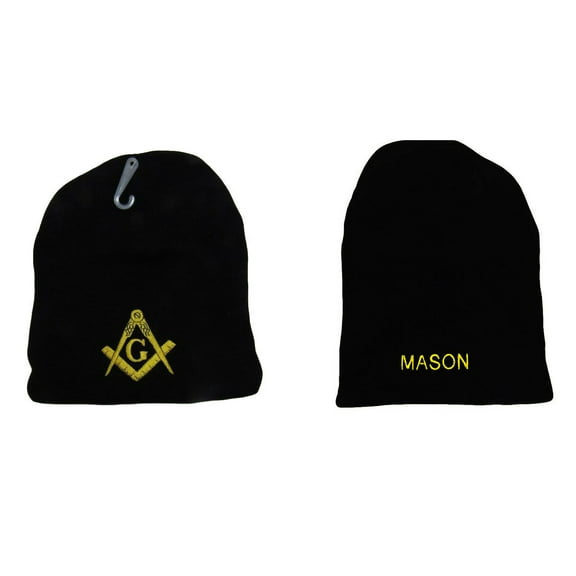 8" Mason Masonic Lodge Letters Black Embroidered Beanie Skull Cap Hat (RAM)