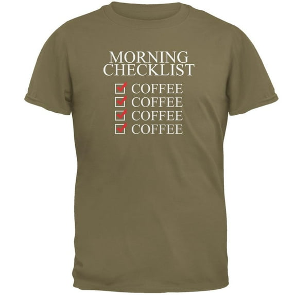 Morning Checklist Coffee Funny Mens T Shirt Prairie Dust X-LG