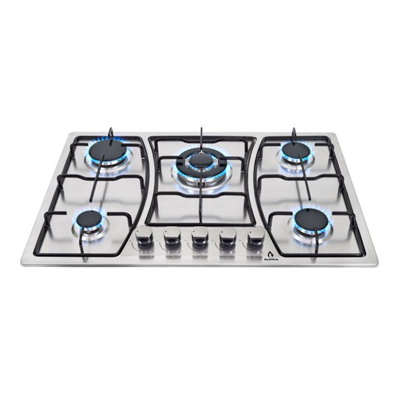 Parrilla para gas con 5 quemadores de acero inoxidable ZEGNA de 76cm