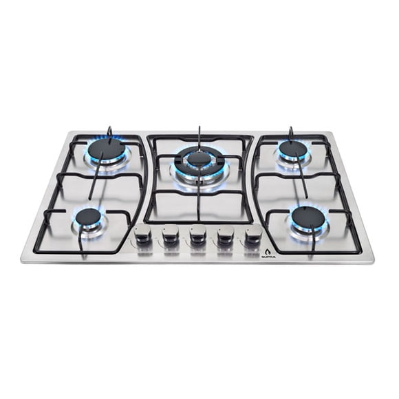 Parrilla para gas con 5 quemadores de acero inoxidable ZEGNA de 76cm