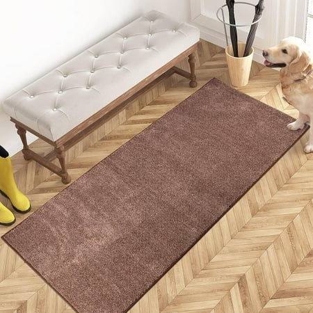 

Dirt Trapper Door Mat 18 x 30 Inches Non-Slip Machine Washable Entry Rug Shoe Scraper Dog Door Mat Super Absorbent Welcome Mat for Front & Back Door Muddy Shoes & Paws Brown