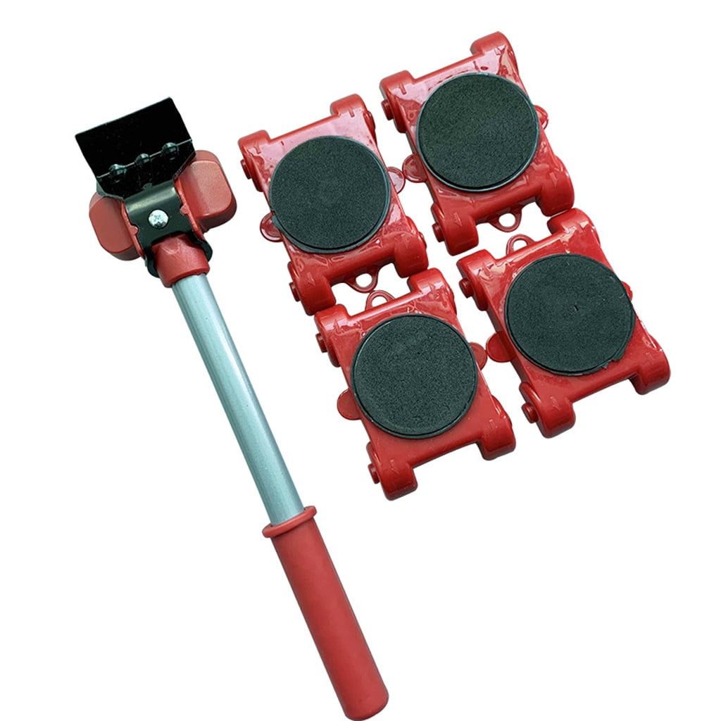 XISAOK Furniture Mover Tool Transport Lifter Heavy Stuffs Moving 4 Wheeled Roller with 1 Bar Set