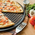 thumbnail image 2 of Carbon Steel Perforated Pizza Tray Non-Stick Steel Perforated Crisper Crisper Pan Pan Kitchen Baking Mesh Tray Tool, 32cm, 2 of 7