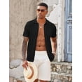 thumbnail image 3 of COOFANDY Mens Casual Knit Polo Shirt Vacation Short Sleeve Button Down Shirts Textured Summer Beach T-Shirts Old Money Clothes, 3 of 5