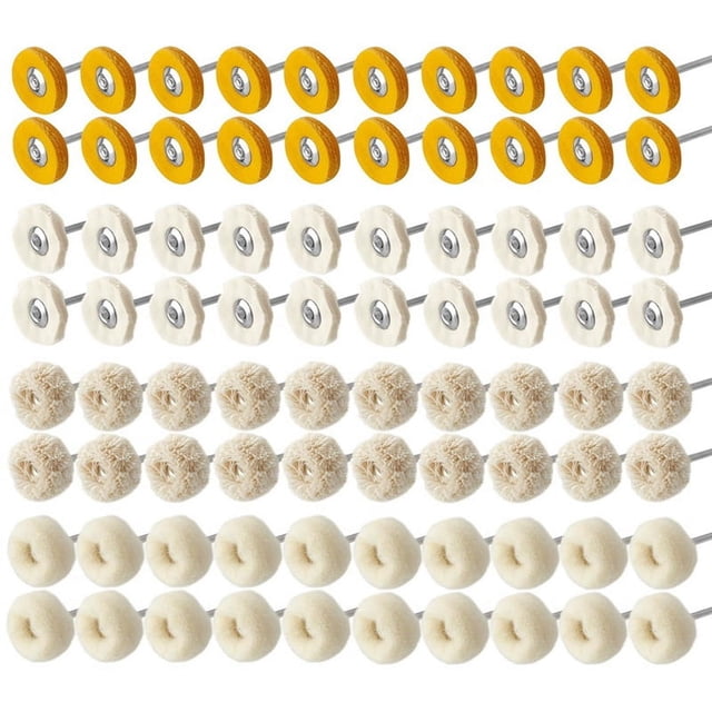 80Pcs 1 Inch Cashmere Cotton Cloth Polishing Buffing Wheel Kit for Rotary Tools, 3mm 1/8Inch Shank Small Polishing Wheel