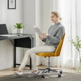 thumbnail image 5 of Atilioo Office Vanity Chair, Armless Computer Desk Chair, 360° Rolling Swivel Adjustable Seat Height, Comfy Fabric Upholstered, Easy to Assemble, Ideal for Bedroom Study Makeup Room, Yellow, 5 of 7