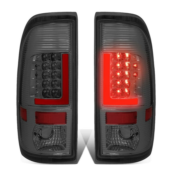 DNA Motoring TL-F15097-LED-RD3D-CH-SM For 1997 to 2007 Ford F150 / Super Duty Styleside Pair of Red 3D LED Bar Tail Brake Lights (Chrome Housing Smoked Lens)
