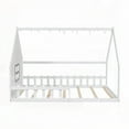thumbnail image 2 of Sturdy Wood House Bed with Fence & Window|LED Design|Full Size, 2 of 11