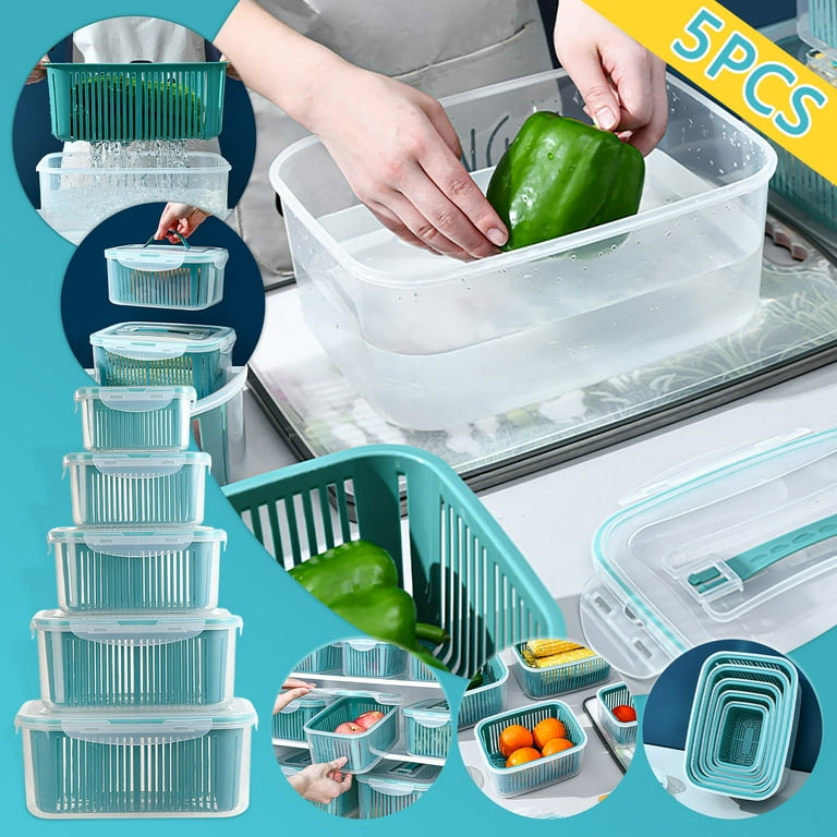5 Pcs Fruit Vegetable Storage Containers For Fridge Berries