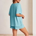 thumbnail image 5 of jobturf Casual Two Piece Sets for Women Side Slit Short Sleeve T-Shirt and Drawstring Shorts Set Summer Tracksuit Matching Outfits S-2XL, 5 of 7