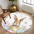 thumbnail image 2 of Round Rugs 7Ft, Easter Round Area Rug Washable Indoor Throw Carpet, Spring Rabbit Colorful Eggs Budding Florals Leaf Large Non Slip Circle Rug for Dining Room Playroom Home Decor Aesthetic, 2 of 8
