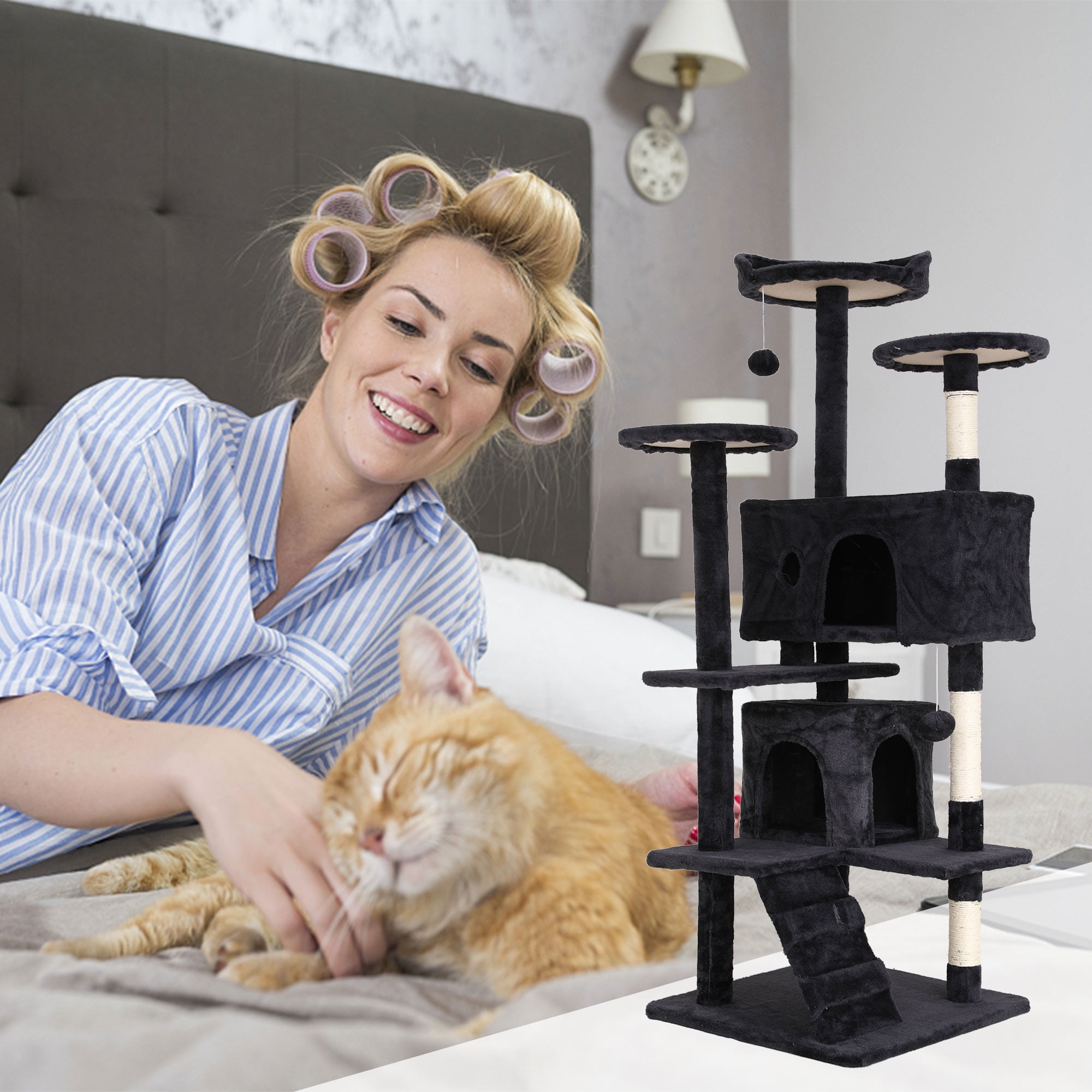 YRLLENSDAN 54 inch Tall Cat Trees and Towers for Small Medium Cats, Multi-Level Cat Tree Tower with Scratching Posts Stand Cat Condos Cat Towers for Indoor Cats Kitten Pet Play House