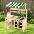 thumbnail image 6 of OLAKIDS Mud Kitchen, Outdoor Toys Play Kitchen with Awning Faucet Stoves Removable Sink Cooking Accessories Wooden Kids Kitchen Playset Backyard Garden Toys Gift for Boys Girls Ages 3+, 6 of 9