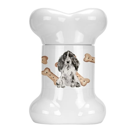 Cocker Spaniel Treat - Black Parti Cocker Spaniel Bone Shaped Treat Jar