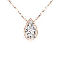 ANGARA Natural Diamond Solitaire Pendant in 14K Rose Gold for Women (Size-4x2.5mm| Color-I-J| Clarity-I1-I2) | April Birthstone, Anniversary, Jewelry Gift for Women | Natural Diamond Necklace
