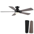 thumbnail image 3 of PHORUS 52in Ceiling Fan with Lights Flush Mount Modern Fan Light with Remote Dimmable LED 5 Blade Brown for Bedroom Living Room, 3 of 7