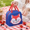 thumbnail image 3 of Lunch Bag, Large Capacity Cartoon Insulated Thermal Cooler Handheld Bento Box for Women Work Office Picnic Travel Outdoor Lightweight Reusable Food Container 9.06x5.12x7.48in Blue, 3 of 5