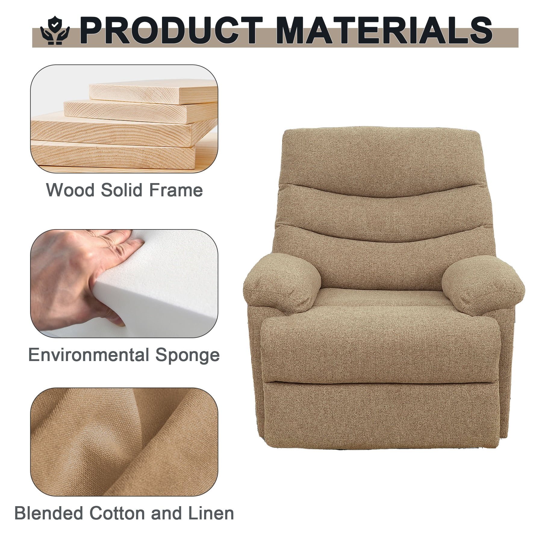 Nathaniel Home Upholstered Fabric Recliner Chair Single Manual
