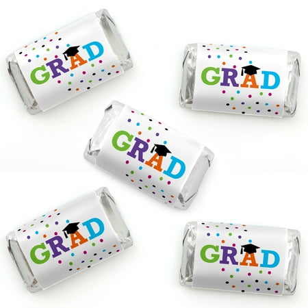 Hats Off Grad - Mini Candy Bar Wrapper Stickers - Graduation Party Small Favors - 40 (Best Bar Mitzvah Favors)