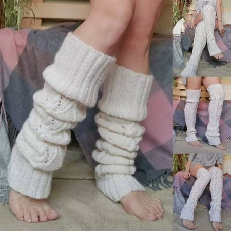 

ERTUTUYI Women Knit Over Knee Long Tube Pile Socks Wool Socks Leg Socks White