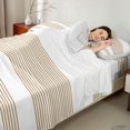 thumbnail image 4 of Castle Fairy Minimalist Linear Band King Sheets 4pcs,Retro Striped Layout Bedding,Tan Beige White,1 Flat Sheet, 1 Fitted Sheet and 2 Pillowcases, 4 of 7
