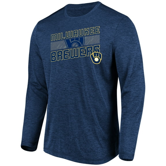 Men's Majestic Heathered Navy Milwaukee Brewers Big & Tall Long Sleeve Team T-Shirt