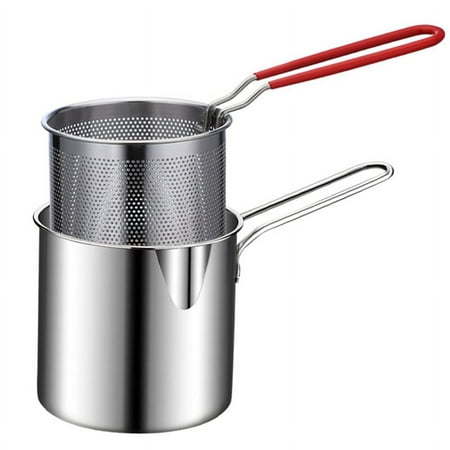 

Stainless Steel Deep Frying Pot Tempura French Fries Fryer with Strainer Chicken Fried Pans Kitchen Cooking Tool