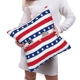 thumbnail image 6 of Bingfone American Patriotic Stars And Stripes Linen Throw Pillow Covers Cushion Case Pocket Button Vintage Farmhouse Pillowcase for Sofa Couch Bed 16"x16", 6 of 9