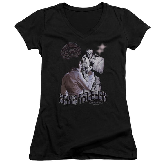 Elvis Presley - Violet Vegas - Juniors Cap Sleeve V-Neck Shirt - Large