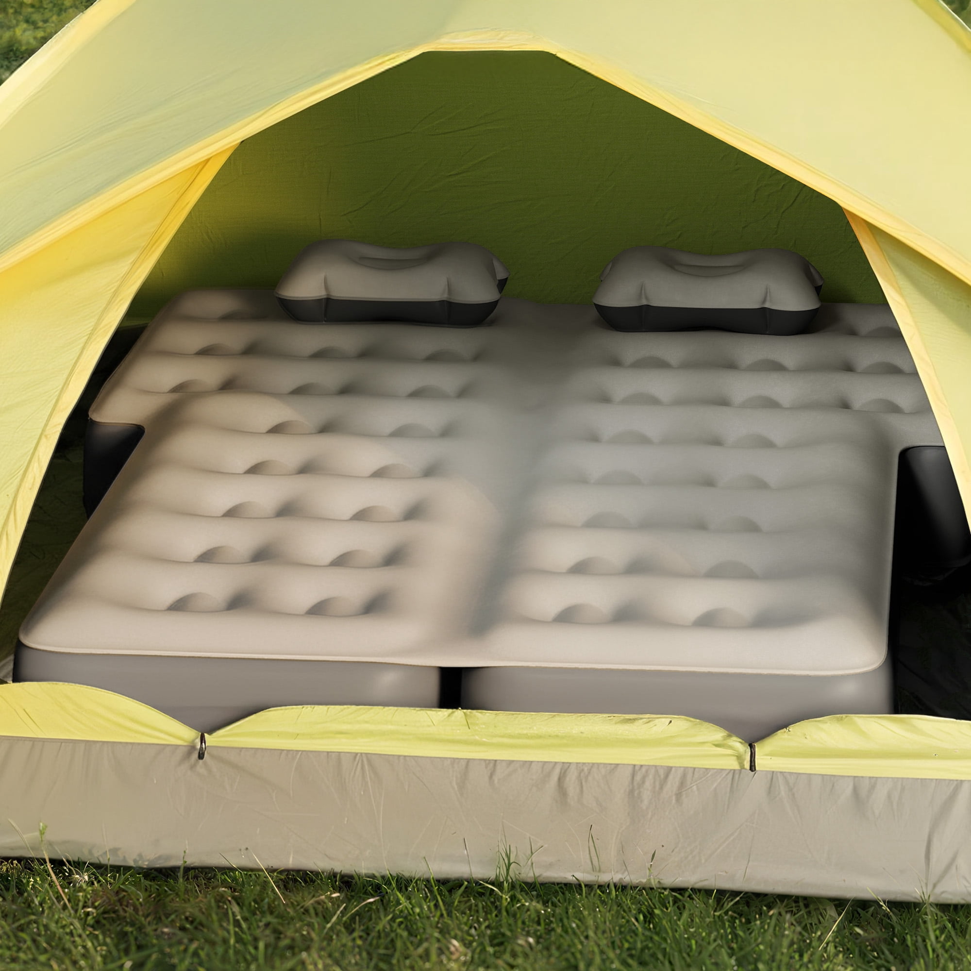 Uforic Inflatable Car Air Mattress with Pump, Portable SUV Air Bed with Pillows for Camping, Home, Travel, Gray