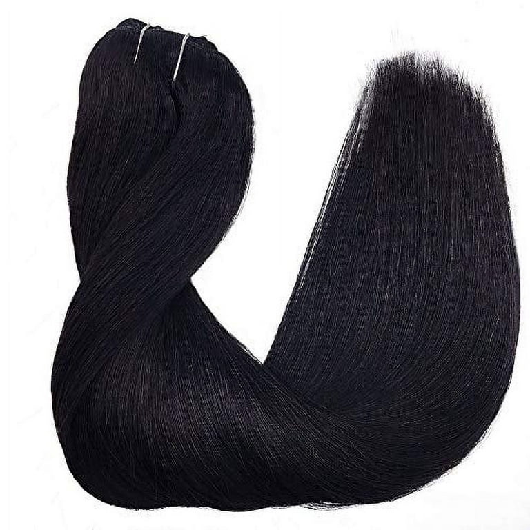 CanaryFly Straight Human Hair Clip in Hair Extensions for Black Women 100% Unprocessed Full Head Brazilian Virgin Hair Natural Black Color
