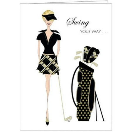 General Greeting Card for Her, Luxury Greeting Card with Crystals, 3D Flowers, Embossed Paper, Glitter, by s.e. hagarman Designs (Golfer Gal)