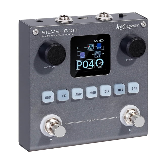 Leo Jaymz Portable Multifunctional Guitar/Bass Effector - 80 Editable Presets, 6 Effects Modules, Built-in Battery