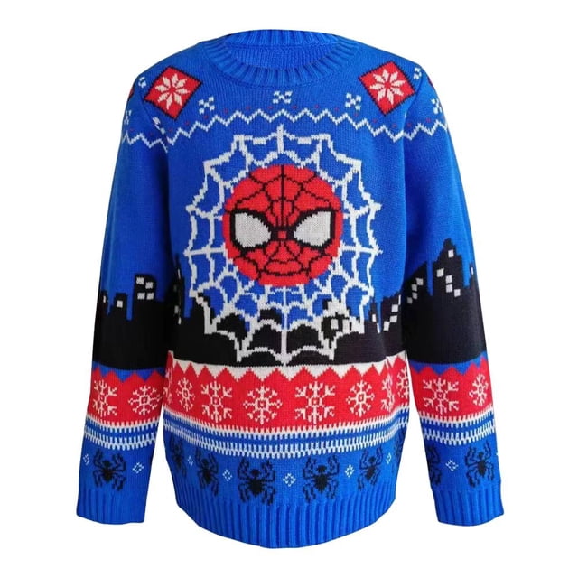 Suéter Spiderman para Niño, Talla 10 Diseño Navideño Color Azul