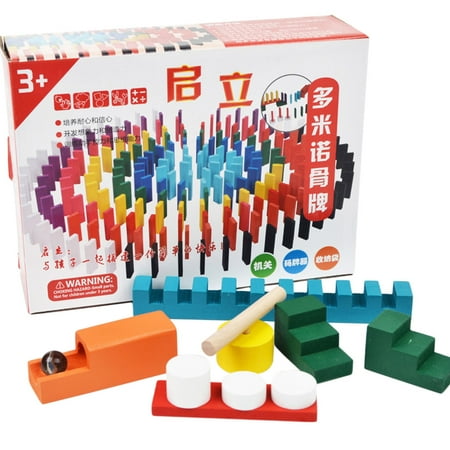 - 200Pcs Wooden Domino Blocks Set for Kids Racing Games Intelligence Building and Stacking Blocks Education Toy