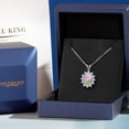 thumbnail image 6 of Gem Stone King 14K White Gold Pink Simulated Opal and White Zirconia Pendant Necklace for Women (1.65 Cttw, Gemstone October Birthstone, Oval Cabochon 8X6MM, with 18 inch Chain), 6 of 6