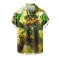 thumbnail image 3 of JURANMO St Patricks Day Mens Tops 3D Print Casual Short Sleeve Button Down Shirt Cute Shamrock Graphic Tees Irish Shirt Yellow XXXL Clearance Sales Today Sales Prime, 3 of 5