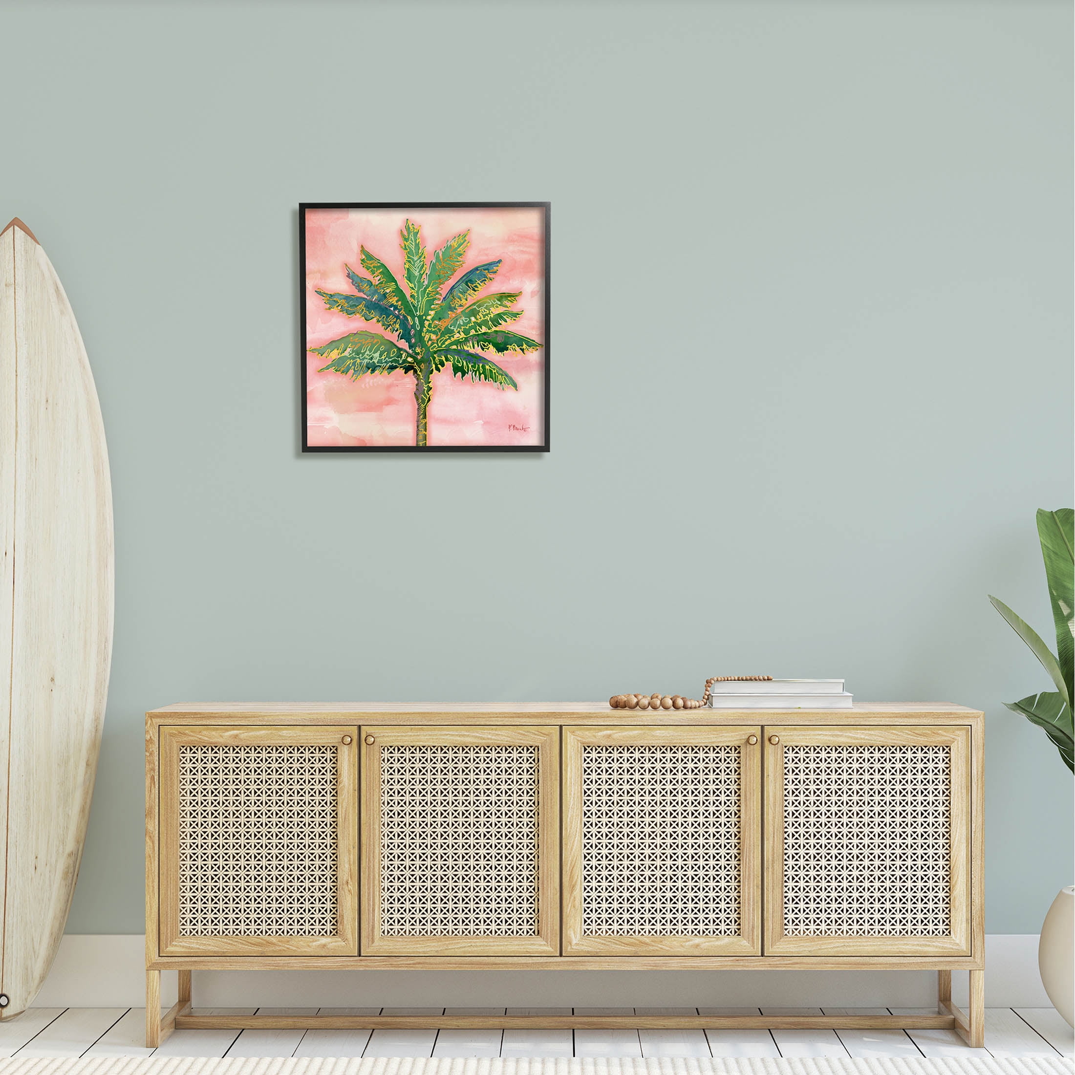 Sunset Palm Tree Glam Detail Botanical & Floral Graphic Art Black Framed Art Print Wall Art