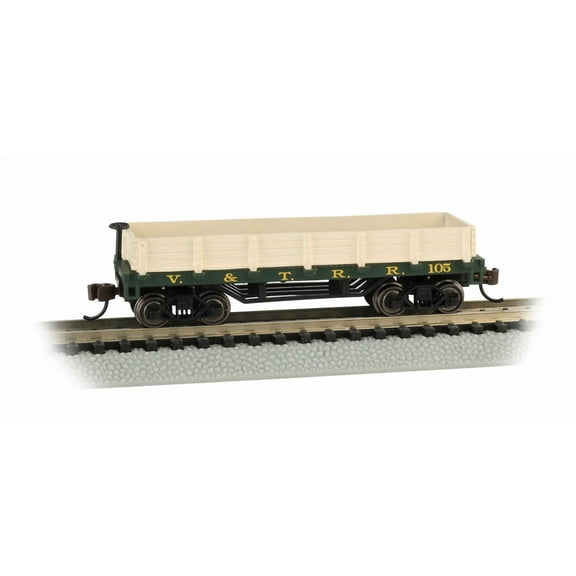 Bachmann-Old-Time Wood Gondola - Ready to Run -- Virginia & Truckee 105 (green)