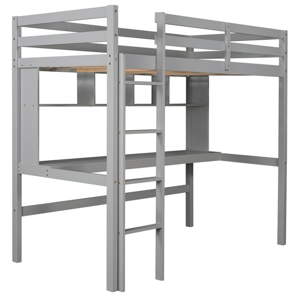 Euroco Twin Size Loft Bed With Desk And, All In One Bunk Bed With Desk