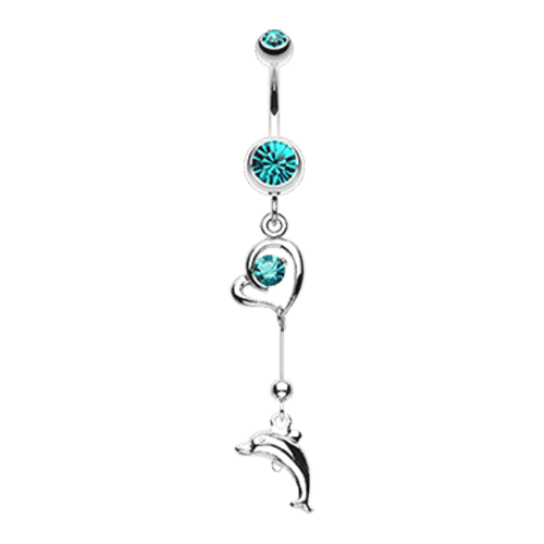 Dolphin Love Sparkle Belly Button Ring