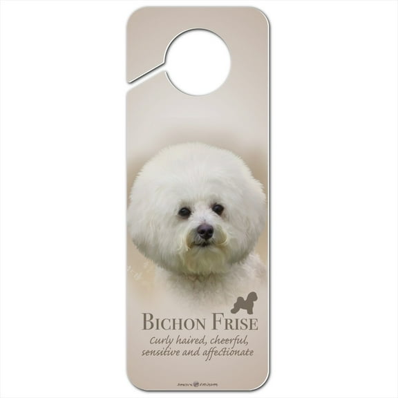 Bichon Frise Dog Breed Plastic Door Knob Hanger Sign
