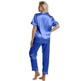 thumbnail image 5 of DAKIMOE Silk Satin Pajamas Set for Women Two-Piece Short Sleeve Shirt with Long Pajama Pant Set Soft Button Down Loungewear Nightwear Pjs Sleepwear for Women, 5 of 10